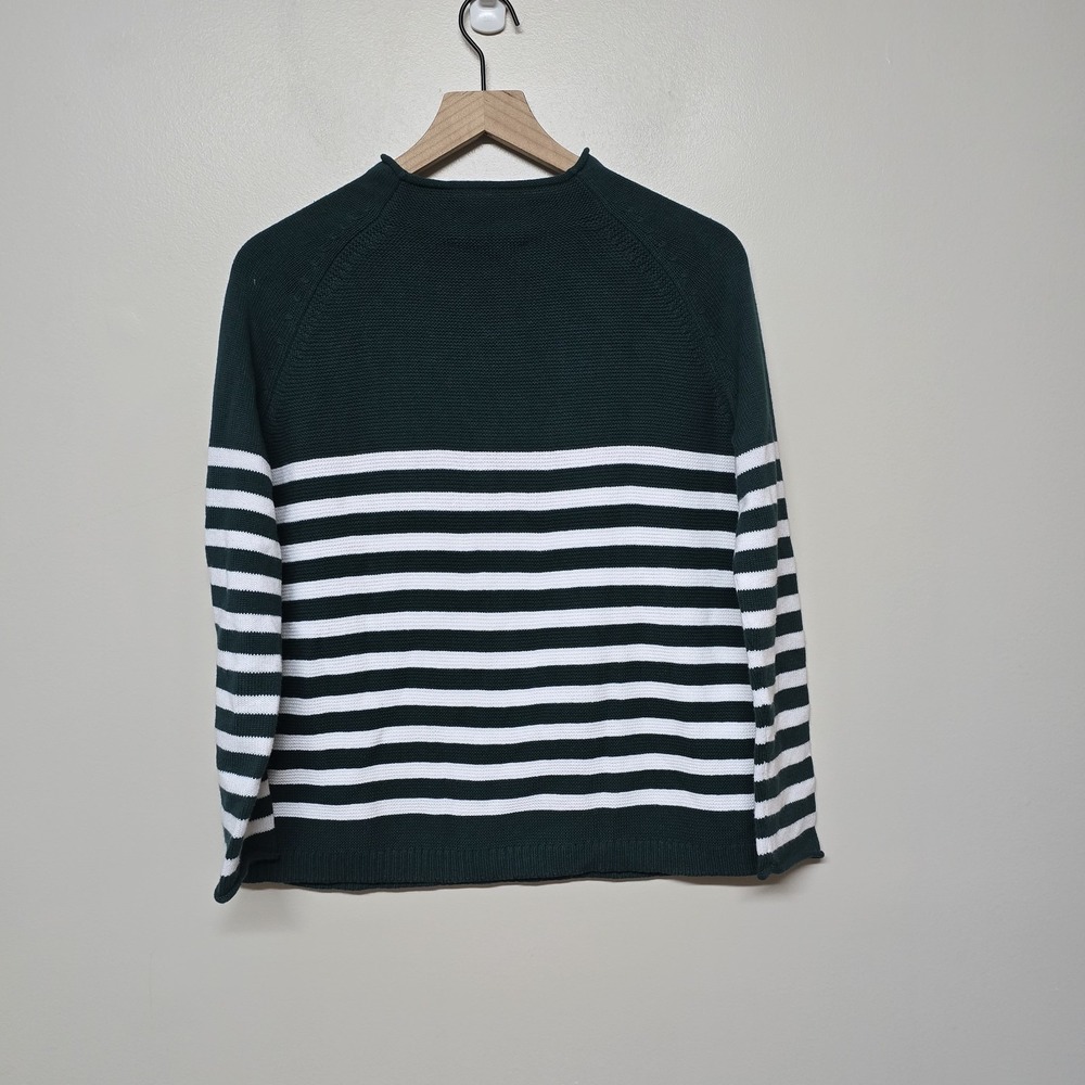 Alice Walk Womens Cotton Mock Neck Green Stripe Sweater Discontinued Color Sz S - Picture 6 of 11